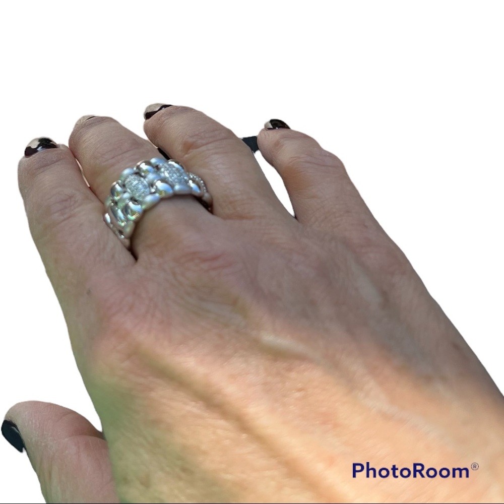 New NWT Effy SS925 sterling silver diamond band ring women’s 11 3/8 ct tw - Picture 2 of 5